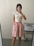 HERAGAIA100%純棉短褲女夏季新款寬松直筒工裝褲休閑辣妹闊腿運動(dòng)五分褲 粉色（棉F213） S （建議體重80-95斤） 曬單實(shí)拍圖