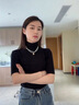薄款黑色五分袖t恤女薄款內搭2026新款外穿高領打底衫女修身上衣 黑色 M 【90-100斤】 曬單實拍圖