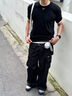 PRADA/普拉達(dá)【七夕禮物】男士修身款棉質(zhì)T恤短袖打底衫 黑色 XL 曬單實(shí)拍圖