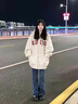 LPOX新款韓版oversize寬松開衫衛(wèi)衣女春秋款學(xué)生版慵懶風(fēng)中長款外套女 秋季外套-杏色[薄款]優(yōu)質(zhì) S 60-85斤 曬單實(shí)拍圖