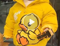 B.Duck小黃鴨童裝兒童羽絨服男童冬裝女童保暖寶寶外套面包服加厚過年服 黃色 100 cm 曬單實拍圖