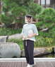 漢服女成人改良版漢服女中國風(fēng)古風(fēng)女仙女中國風(fēng)復(fù)古斜襟盤扣襯衫春夏季棉麻改良漢服禪意茶服女裝上衣 綠色 L 曬單實拍圖