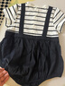 babylove嬰兒短袖包屁衣夏季純棉假兩件寶寶爬服可愛(ài)條紋連體衣外出夏裝 曬單實(shí)拍圖
