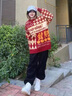 潮陣兔年本命年紅色毛衣男女2023新款情侶秋冬新年紅圣誕節(jié)針織打底衫 紅色藝汐M5565 XL 曬單實(shí)拍圖