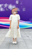 ELLE KIDS法式重工花朵珠片泡泡袖夏季新款女童生日party公主連衣裙 米白色 150 曬單實拍圖