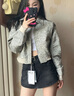DXOT韓系外套女秋季2025年新款小眾設(shè)計感氣質(zhì)顯瘦小個子短款夾克上衣 【黑杏色】 M 45-55kg 曬單實(shí)拍圖
