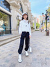 FNJ KIDS女童套裝春秋2025新款洋氣中大童休閑polo衫衛衣兒童兩件套 M英文套裝紫色 150 (建議身高140-150cm) 曬單實(shí)拍圖
