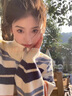 羅蒙（ROMON）2025新款美式復(fù)古條紋毛衣拉鏈外套女秋冬設(shè)計感獨特別致針織開衫 圖片色 均碼 -85-125斤 曬單實拍圖