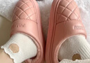 潔麗雅防水棉拖鞋男秋冬季2025新款室內家居防滑皮面家用厚底棉拖女冬天 紫粉 【防水耐臟】 38-39 【適合37-38碼】 曬單實(shí)拍圖