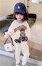 FNJ KIDS女童運(yùn)動(dòng)套裝春秋2025新款中大童加絨衛(wèi)衣兒童衣服兩件套 米色（春秋款） 90 (建議身高80-90cm) 曬單實(shí)拍圖
