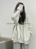 FSHE學(xué)院風(fēng)開(kāi)衫連帽衛衣外套女學(xué)生oversize寬松外套2025春秋款外穿潮 白灰色[] 薄款 M [建議86-105斤] 曬單實(shí)拍圖