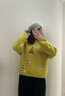 Basic House/百家好綿羊毛刺繡軟糯毛衣小個(gè)子秋冬新款針織上衣女 櫻草黃 M 曬單實(shí)拍圖