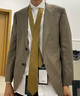 By Creations柏品純羊毛西服套裝男士高檔輕商務(wù)職業(yè)正裝伴郎禮服新郎結婚西裝 卡其色 50 (175/96A) 曬單實(shí)拍圖