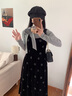 自巧小個(gè)子復古氣質(zhì)打底衫絲絨背心裙套裝女2024秋冬新款兩件套 謐黑色連衣裙 XXS (1碼) 曬單實(shí)拍圖