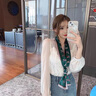PEAVEY可愛馬百搭桑蠶絲長條絲巾春夏季長款雙層雙面真絲圍巾細窄長飄帶 墨綠小馬駒 曬單實拍圖