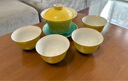 景德鎮官方店陶瓷茶具整套景德鎮手工顏色釉扒花三才蓋碗茶杯套裝4人用 扒花蓋碗套組-碧翠流金 5頭 曬單實(shí)拍圖
