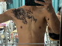 紋墨軒花臂神獸麒麟九天神龍饕鬄防水紋身貼男士胸口手臂逼真果汁草本貼 【A39】上古龍頭  32x19cm 曬單實拍圖