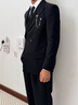 聲猴西服外套男結婚訂婚禮服紳士時(shí)尚商務(wù)雙排扣西服套裝男士休閑西服 黑色西服+白襯衫+黑西褲【送領(lǐng)帶】 XL 曬單實(shí)拍圖