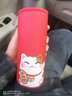 Bolikin 玻璃杯保溫杯杯套水杯袋子杯子保護套手提斜挎可愛(ài)卡通便攜隔熱 紅色招財貓480-500ml 曬單實(shí)拍圖