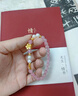 中國(guó)黃金（CHINA GOLD）桃花手鏈女足金新款珍珠粉水晶手串百七夕情人節(jié)禮物送女朋友老婆 黃金桃花福牌粉晶珍珠手串 約0.6g 曬單實(shí)拍圖