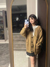 DXOT2025新款學(xué)院風(fēng)毛衣開衫女學(xué)生韓版寬松V領(lǐng)百搭純色針織外套開衫 卡其色外套(無胸標(biāo)) M 45-55kg 曬單實(shí)拍圖