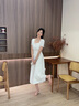 香蕉寶貝（BANANA BABY）2024夏季新款法式方領(lǐng)連衣裙女千金感氣質(zhì)純色中長(cháng)裙D242LY233 白色 S 曬單實(shí)拍圖