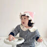 廣月藍嬰兒帽子秋冬女童寶寶毛線(xiàn)帽秋冬款兒童針織帽公主帽蘿卜兔抽繩 粉色白邊 均碼 可調節 建議6-36個(gè)月 曬單實(shí)拍圖