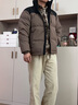匹克馭雪短款羽絨服男新款三防科技加厚保暖立領(lǐng)運動(dòng)外套連帽面包服 碳灰棕-立領(lǐng)拼色款 S 曬單實(shí)拍圖