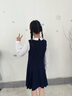 IVY HOUSE常春藤兒童裝女童大小童秋季新款學(xué)院風(fēng)假兩件撞色西服面料連衣裙 深藍（（附帶領(lǐng)帶）） 140 曬單實(shí)拍圖