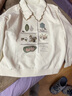 紫涵寬松polo領(lǐng)衛衣秋季森系簡(jiǎn)約刺繡撞色休閑運動(dòng)戶(hù)外 米金-T M 曬單實(shí)拍圖