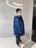 Lee兒童大毛領(lǐng)羽絨服秋冬新款保暖加厚長(cháng)款男女童裝工裝外套大衣 藏青色 130 cm 曬單實(shí)拍圖