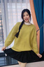 羅蒙（ROMON）法式洋氣黃色針織衫毛衣套頭2025新款女冬季粗棒針寬松慵懶風(fēng)上衣 黃色 均碼 -85-130斤 曬單實(shí)拍圖