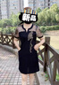 TAOROUSI連衣裙女夏季新款女裝時(shí)尚遮肚顯瘦假兩件氣質(zhì)時(shí)尚短袖裙子夏天 黑色 L(建議95-110斤) 曬單實(shí)拍圖