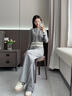 LAGOGO寬松運動(dòng)休閑褲女拉谷谷2024年秋季新款舒適長(cháng)款褲子 灰白(RV) L 曬單實(shí)拍圖