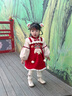 幼歌（YOUGE）嬰幼兒中式刺繡錦鯉彩繪年服假兩件夾棉立領(lǐng)盤(pán)扣連衣裙 喜慶紅 90 cm 曬單實(shí)拍圖