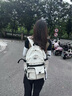回力書包男大學(xué)生大容量高中初中生潮牌時(shí)尚百搭潮流雙肩包背包女ins 白色【灰色青蛙掛件+筆袋】 曬單實(shí)拍圖