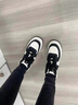 狄德拉真皮內(nèi)增高小白鞋女秋冬加絨厚底輕便高幫鞋小碼松糕板鞋休閑棉鞋 黑色冬季加絨 【牛皮】 35 (225mm) 曬單實(shí)拍圖