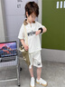 FNJ KIDS童裝男童套裝夏裝新款中小童衣服兒童帥氣polo衫短袖兩件套 白色 90 cm（建議身高80-90cm） 曬單實拍圖
