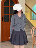 自巧小個(gè)子學(xué)院風(fēng)工字百褶裙女短款2024春季新款高腰遮胯氣質(zhì)短裙 巖灰色 XXS （1碼） 曬單實(shí)拍圖