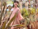 一城風(fēng)絮鏡花瑤丨春夏款中式民國風(fēng)學(xué)生年輕款少女日常寬松倒大袖旗袍古法 粉色 M 曬單實(shí)拍圖