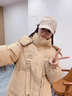 宏資琦羽絨棉服女過膝2025年冬季新款韓版寬松棉衣女裝連帽加厚棉襖外套 卡其色（帽子可拆卸） M （建議106—115斤） 曬單實拍圖