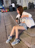 妍魚夏季馬丁靴女款2024新款透氣短靴夏天配裙子的靴子女西部牛仔靴 藍(lán)色 38碼 曬單實(shí)拍圖