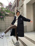羅蒙（ROMON）學(xué)院風(fēng)黑色中長(cháng)款羽絨棉服女2025年新款棉衣棉襖韓版過(guò)膝冬季外套 黑色 M -105-120斤 曬單實(shí)拍圖