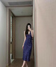 妙奕嘉掛脖連衣裙裙子女夏季2025新款碎花裙新中式顯瘦氣質(zhì)純欲海邊沙灘 藍色碎花掛脖吊帶長(cháng)裙 L 【建議85-115斤】 曬單實(shí)拍圖