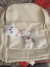 叢林?zhù)B書(shū)包女生大學(xué)生小學(xué)生可愛(ài)純色兒童小背包初中生高中學(xué)生雙肩包包 米白色【掛件】 大號 曬單實(shí)拍圖