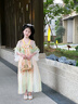 芭米諾女童漢服連衣裙夏季古風(fēng)超仙2024新款小女孩裙子夏裝兒童公主裙夏 橘色 140 曬單實(shí)拍圖