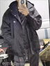 安初夏美式工裝夾克外套男士休閑套裝春秋季連帽衣服男裝寬松潮流穿搭配 【套裝】黑色外套+直筒黑色牛仔 XL 曬單實(shí)拍圖