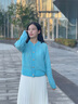 歌力思（ELLASSAY）【博主同款】春秋新款真絲羊絨軟糯多巴胺親膚羊絨衫女B-M025 水粉藍(lán) S 曬單實(shí)拍圖