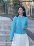 歌力思（ELLASSAY）【博主同款】春秋新款真絲羊絨軟糯多巴胺親膚羊絨衫女B-M025 水粉藍(lán) S 曬單實(shí)拍圖
