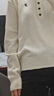 范思藍(lán)恩絞花連帽套頭針織衫冬裝新款撞色刺繡毛衣 米杏色 XS 曬單實(shí)拍圖